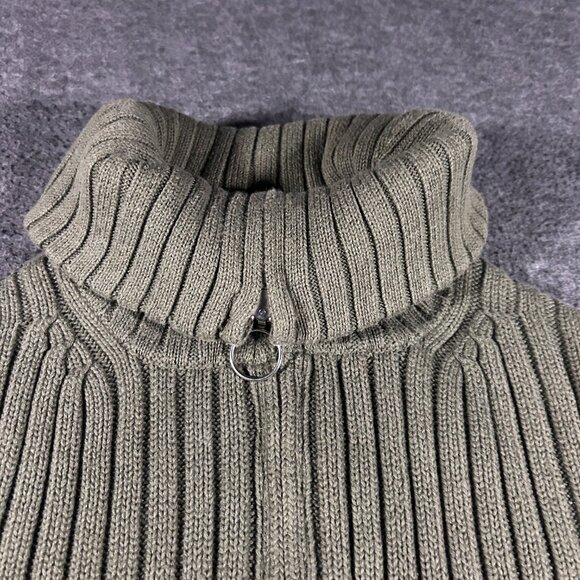 Vintage Gap Sweater Womens Size XL Green Ribbed Full Zip Mock Neck 90s Y2K 2002 - Picture 2 of 14
